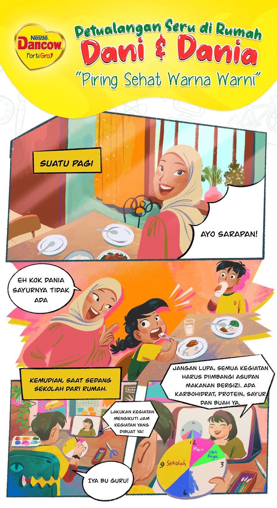  Gambar Komik Piring Sehat Warna Warni 1