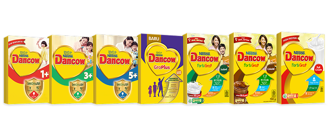 Rangkaian produk DANCOW untuk setiap tahapan usia